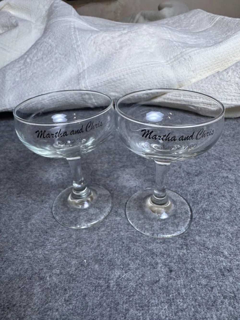 Personalized Clear Champagne Coupes -